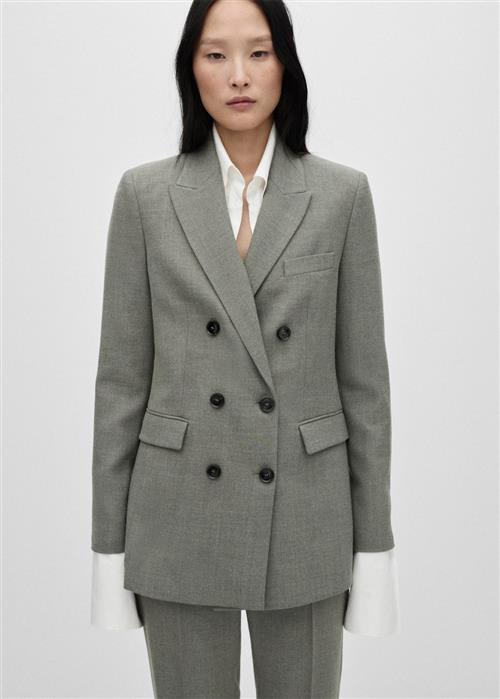 MANGO Doublebreasted Suit Jacket Kvinde Lt Pastel Grey Blazere Str S - hos Magasin