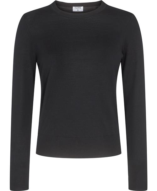 Filippa K Merino Rneck Sweater Kvinde Black Sweaters Str XS Merino - hos Magasin