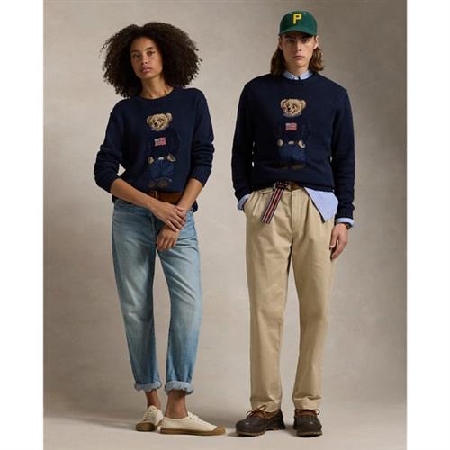 Se Polo Ralph Lauren Cotton Linen Blendlsl-plo Mand Bear Navy Sweaters Str L - hos Magasin ved Magasin