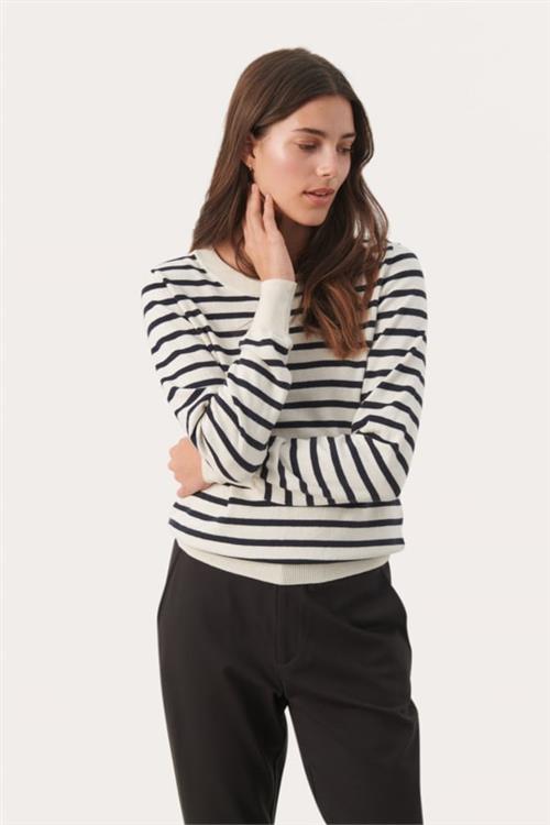 Part Two Gertiepw PU Kvinde Stripe, Navy Sweaters Relaxed Fit Str L - hos Magasin