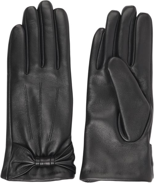 Se Lovelies Sondrio BOW Detail Leather Gloves With Cashmere Lining S - Handsker hos Magasin ved Magasin