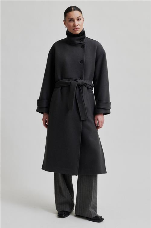 Second Female Sogani Wool Coat Kvinde Volcanic Ash Frakker Str XL - hos Magasin