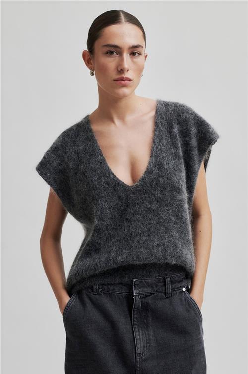 Se Second Female Camryn Mohair Blend Knit Vest Kvinde Volcanic Ash Sweaters Str S Mohair - hos Magasin ved Magasin