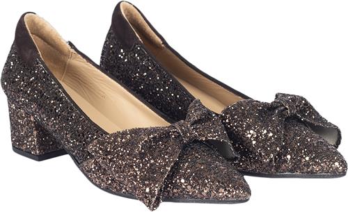 ANGULUS Sløjfe Pump i Funklende Glitter Kvinde 2487/2193 Brown Glitter/dark B Pumps & Stiletter Str 39 - hos Magasin