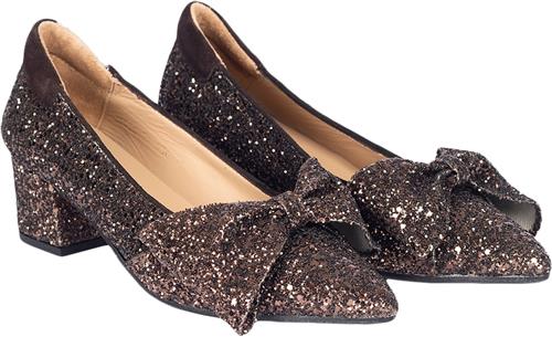 Se ANGULUS Sløjfe Pump i Funklende Glitter Kvinde 2487/2193 Brown Glitter/dark B Pumps & Stiletter Str 37 - hos Magasin ved Magasin