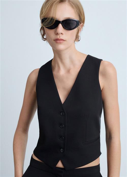 Se MANGO Suit Waistcoat With Buttons Kvinde Black Veste Str XXXL - hos Magasin ved Magasin