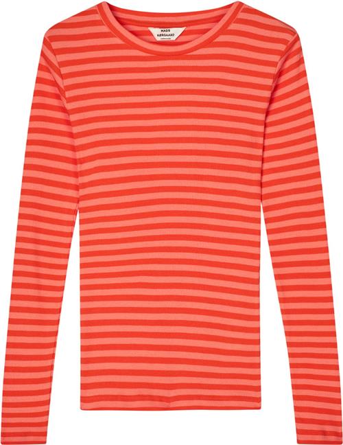 Se Mads Nørgaard - Copenhagen 2x2 Cotton Stripe Tuba Tee LS Kvinde 2x2 Stripe/puffin's Bill Langærmede T-shirts Str M - hos Magasin ved Magasin