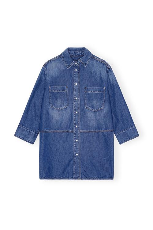 Ganni Light Denim Oversized Shirt Kvinde Mid Blue Vintage Denimskjorter Str S/M Denim - hos Magasin