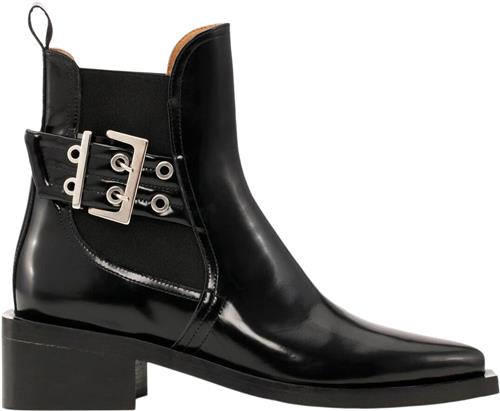 Ganni Chunky Buckle Chelsea Boot Naplack Kvinde Black Cowboy & Biker Str 40 - hos Magasin