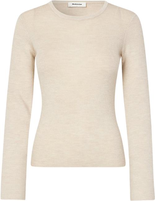 Modström Hirokimd Oneck Kvinde Summer Sand Sweaters Str L - Uld hos Magasin