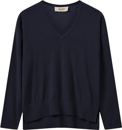 Mos Mosh Mmtani Vneck Knit Kvinde Salute Navy Sweaters Str L - Bomuld hos Magasin