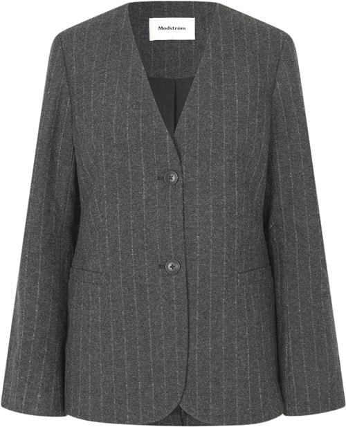 Modström Kristolmd Blazer Kvinde Dark Grey Pinstripe Blazere Str M - hos Magasin