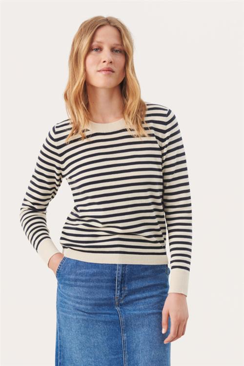 Se Part Two Gertiepw PU Kvinde Whitecap Gray Stripe Sweaters Relaxed Fit Str XS - hos Magasin ved Magasin