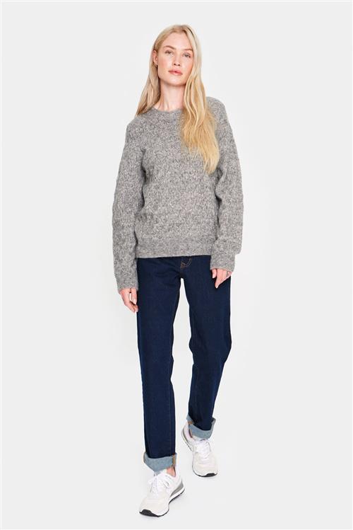 Saint Tropez Piannasz Pullover Kvinde Mist Grey Melange Sweaters Str XS - hos Magasin