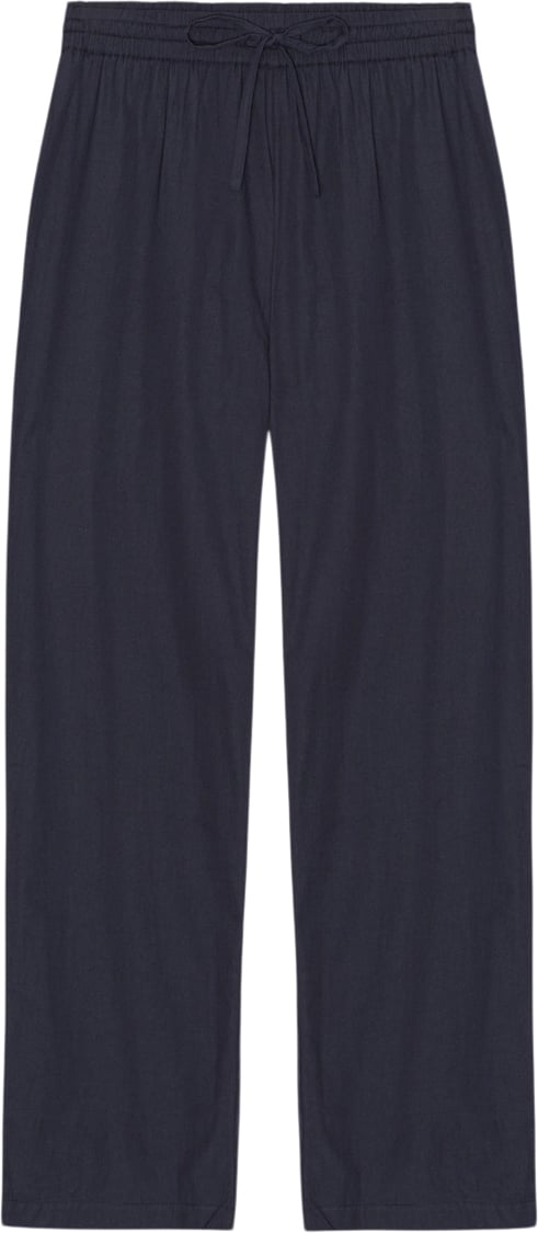 Moshi Moshi Mind Moon Pants Poplin Kvinde Dark Navy Bukser Med Brede Ben Str XS - hos Magasin