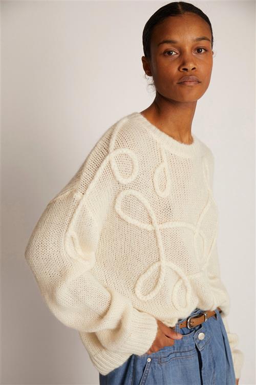 MUNTHE Tahlis Alpaca Blend Knit Kvinde Ivory Sweaters Str 42 - hos Magasin