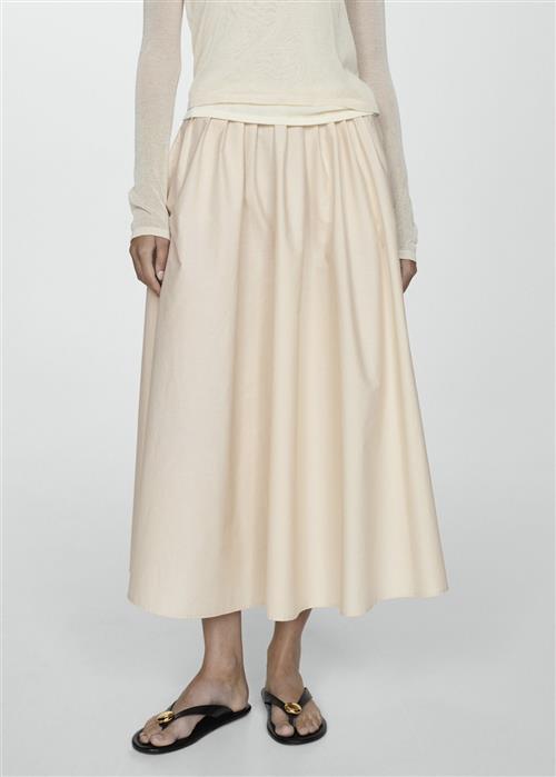 MANGO Pleated Midi Skirt Kvinde Light Beige Midi Nederdele Str 38 - hos Magasin