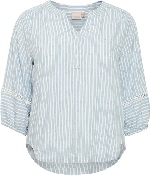 Simple Wish Swnatalie BL 1 Kvinde Cool Blue Stripe Kortærmede Bluser Str 44 - hos Magasin