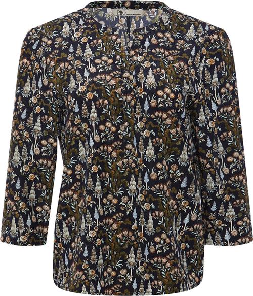 PBO ¤ Bali Blouse ¤ Kvinde Blue Print Langærmede Bluser Str 44 - hos Magasin