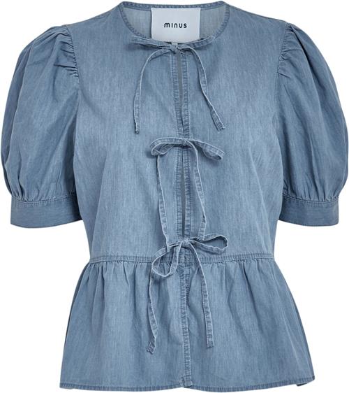 Minus Msfelicia Tie Shirt Kvinde Light Denim Denimskjorter Str 36 - Denim hos Magasin