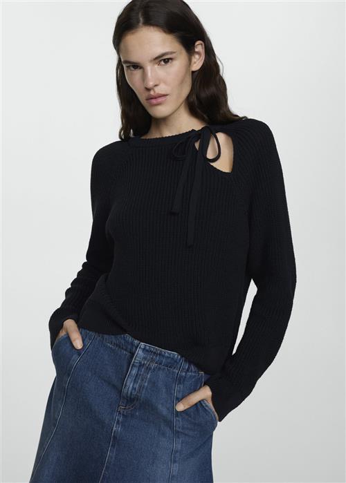 MANGO Cutout Knitted Sweater Kvinde Navy Sweaters Str XL - hos Magasin