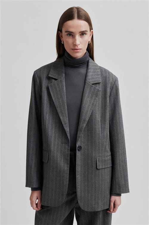 Se Second Female Hollanda New Blazer Kvinde Dark Grey Melange Blazere Str S - hos Magasin ved Magasin