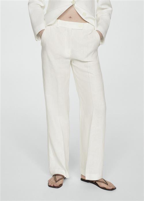 Se MANGO 100% Linen Suit Trousers Kvinde White Hørbukser Str 44 - hos Magasin ved Magasin