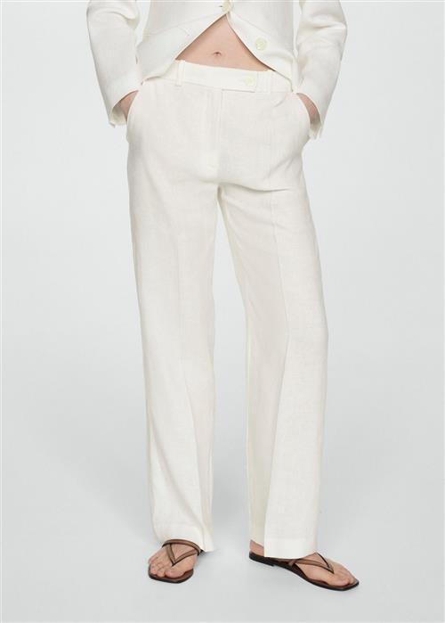 MANGO 100 Linen Suit Trousers Kvinde White Hørbukser Str 34 - hos Magasin