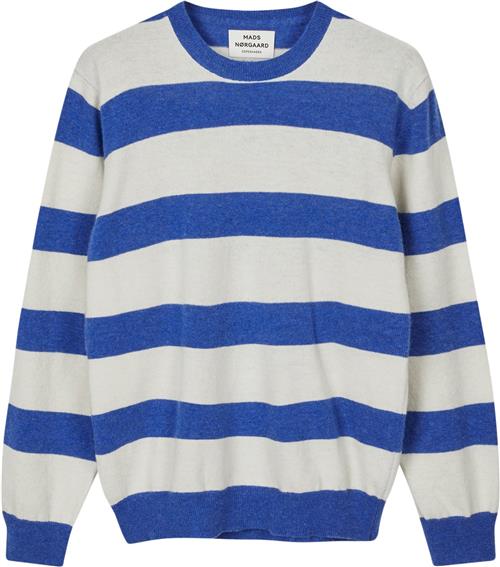 Se Mads Nørgaard - Copenhagen Eco Wool Stripe Kasey Sweater Kvinde Blå Og Hvid Med Striber Sweaters Str L - hos Magasin ved Magasin