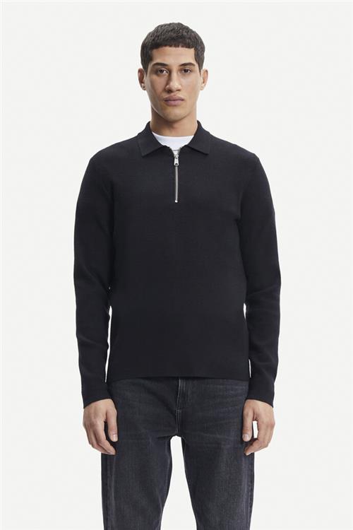 Samsøe Samsøe Guna Half zip 10490 Blacks Mand Black Sweaters Str L - Viskose hos Magasin