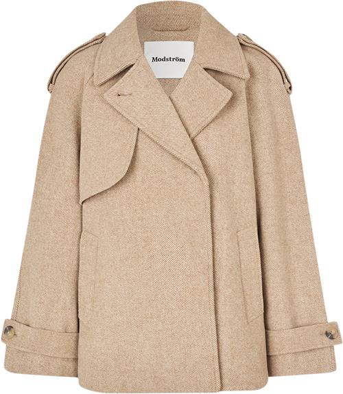 Se Modström Esmundmd Twill Jacket Kvinde Beige Twill Melange Blazere Str M - hos Magasin ved Magasin