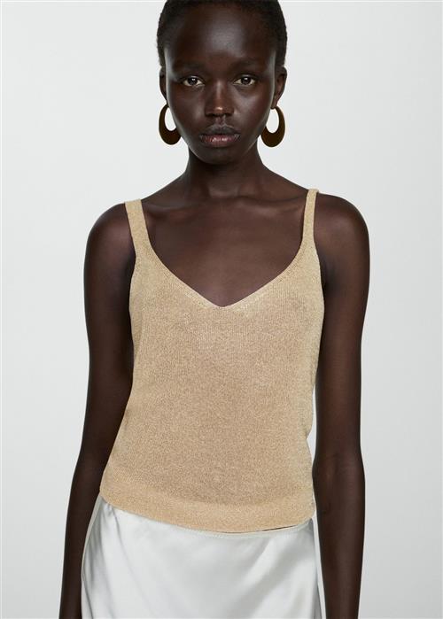 Se MANGO Lurex Knitted top Kvinde Gold Tanktoppe Str S - hos Magasin ved Magasin