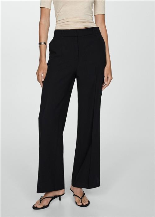 MANGO Wideleg Pleated Trousers Kvinde Black Bukser Str 46 - hos Magasin