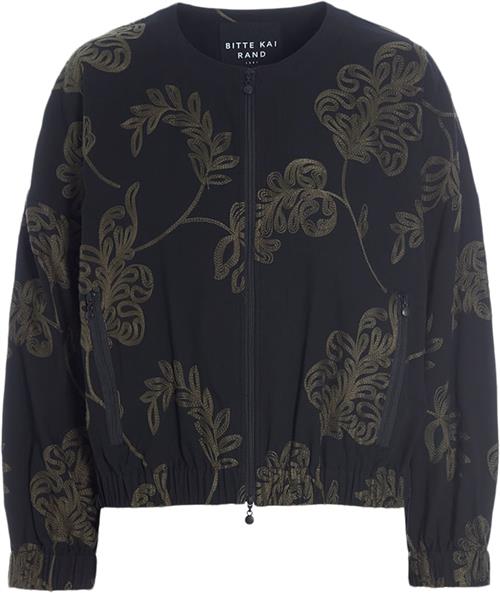 Bitte Kai Rand Embroidered Leaf Kvinde Black/deep Forest Leaf Bomberjakker Str XL - hos Magasin