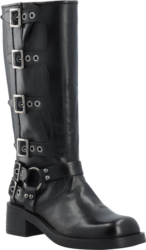 Bianco Biaharper Buckle Biker Boot Pull Up Leather Kvinde Black Cowboy & Biker Str 39 - hos Magasin