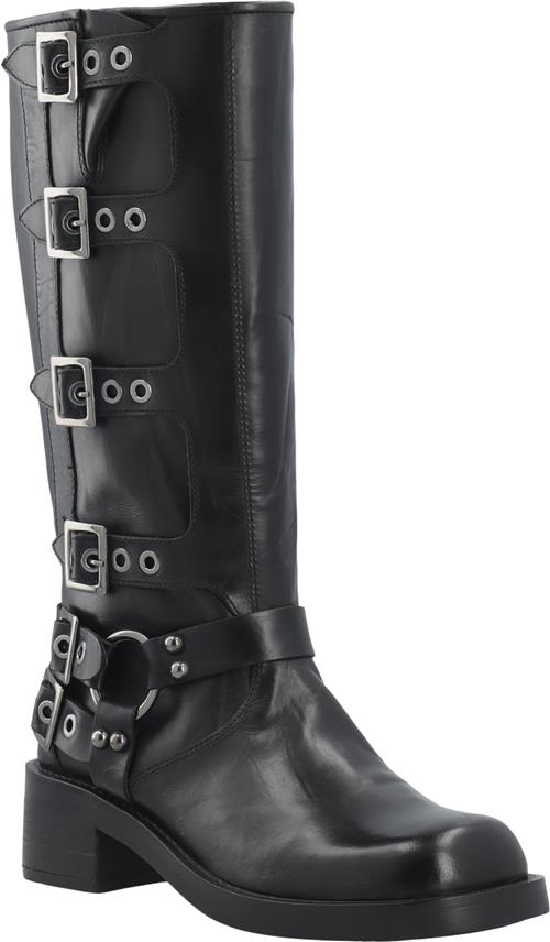 Bianco Biaharper Buckle Biker Boot Pull Up Leather Kvinde Black Cowboy & Biker Str 37 - hos Magasin