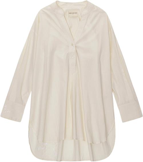 Moshi Moshi Mind Posy Shirt Poplin Kvinde Natural Emb Langærmede Skjorter Str XS - hos Magasin