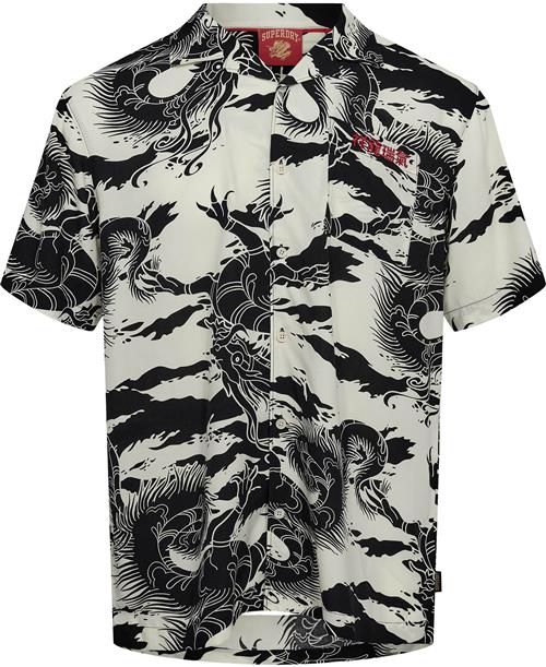 Superdry CNY Dragon Shirt Mand Off White Kortærmede Skjorter Str S - hos Magasin