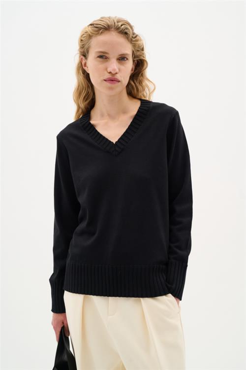 Se InWear Zauloiw Vneck Pullover Kvinde Black Sweaters Classic Fit Str L - hos Magasin ved Magasin