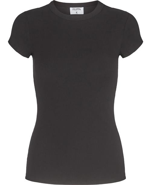 Filippa K Fine Rib Tee Kvinde Black Kortærmede T-shirts Str XS - hos Magasin