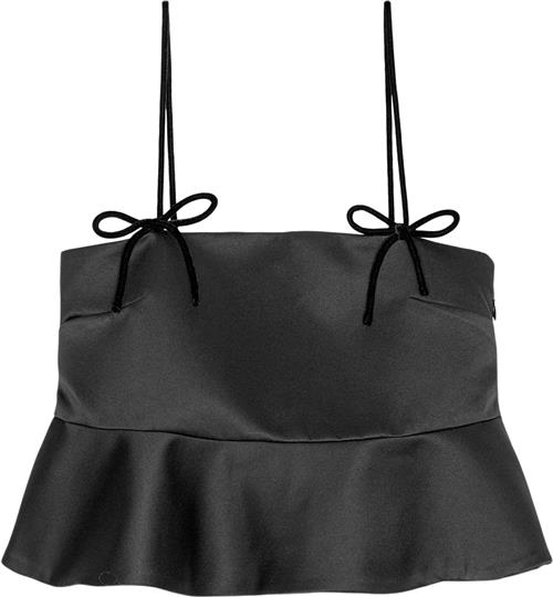 Se Ganni Duchesse Satin Top Kvinde Black Langærmede Bluser Str 34 - hos Magasin ved Magasin