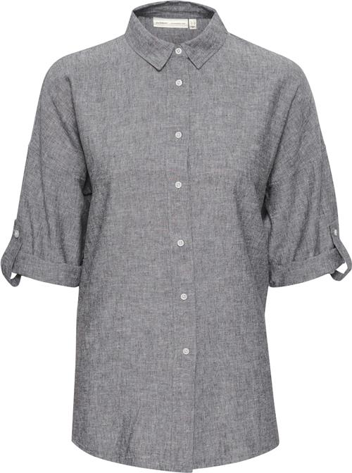 Se InWear Kikoiw Shirt Kvinde Marine Blue Melange Kortærmede Skjorter Relaxed Fit Str 38 - hos Magasin ved Magasin