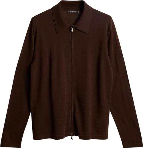 J. Lindeberg Kaleb Merino Zip Cardigan Mand Bitter Chocolate Cardigans Str L Merino - hos Magasin