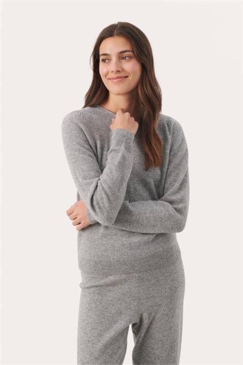 Part Two Evinapw PU 100 Cashmere Kvinde Grey Melange Sweaters Relaxed Fit Str S Cashmere - hos Magasin