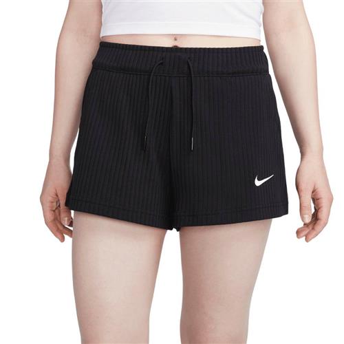 Se Nike Highwaisted Ribbed Jersey Shorts Kvinde Black/white Casual Shorts Str L - Bomuld hos Magasin ved Magasin