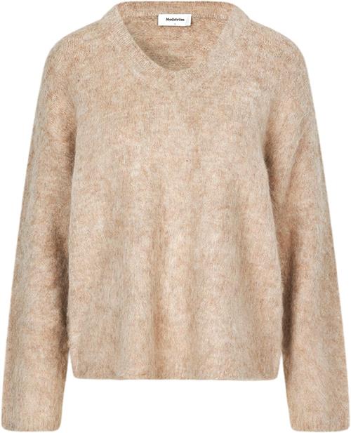 Modström Kanemd Vneck Kvinde Beige Melange Sweaters Str S - hos Magasin