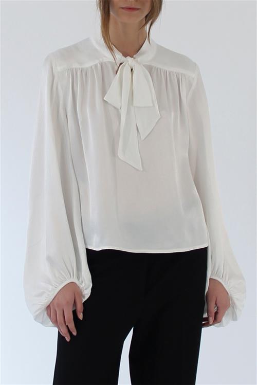 Designers Remix Lucille Bow Blouse Kvinde Sand Toppe Str 40 - hos Magasin