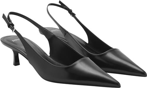 Se MANGO Kittenheel Shoes Kvinde Black Slingbacks Str 41 - Læder hos Magasin ved Magasin