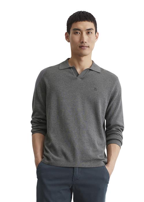 Se Marc O’Polo Polo Pullover Longsleeve Mand Graphite Grey Melange Langærmede Poloer Str XL - hos Magasin ved Magasin