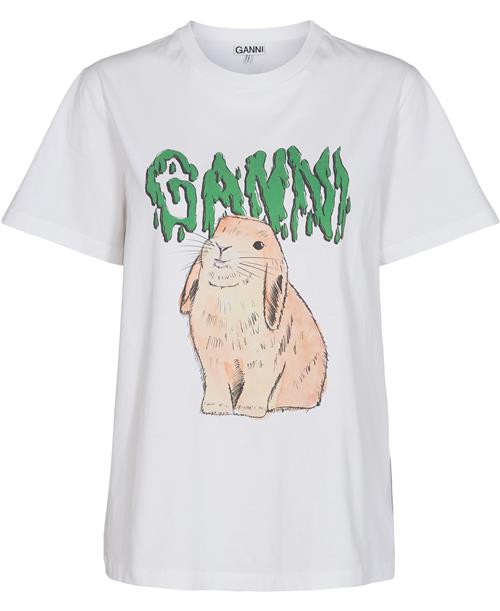 Se Ganni Tshirt, Bunny Kvinde Bright White Kortærmede T-shirts Str S - Bomuld hos Magasin ved Magasin